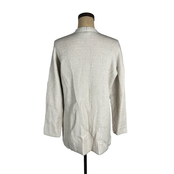 Eileen Fisher women’s beige waffle knit long sleeve cardigan S - Picture 4 of 9